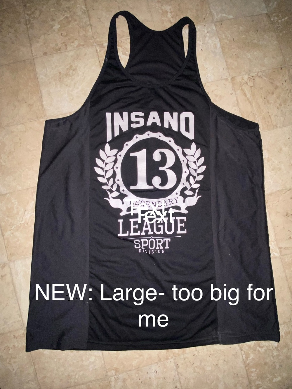 NWOT “Insano 13 League” Athletic Tank from a gym in PR 🇵🇷Measurements in pics